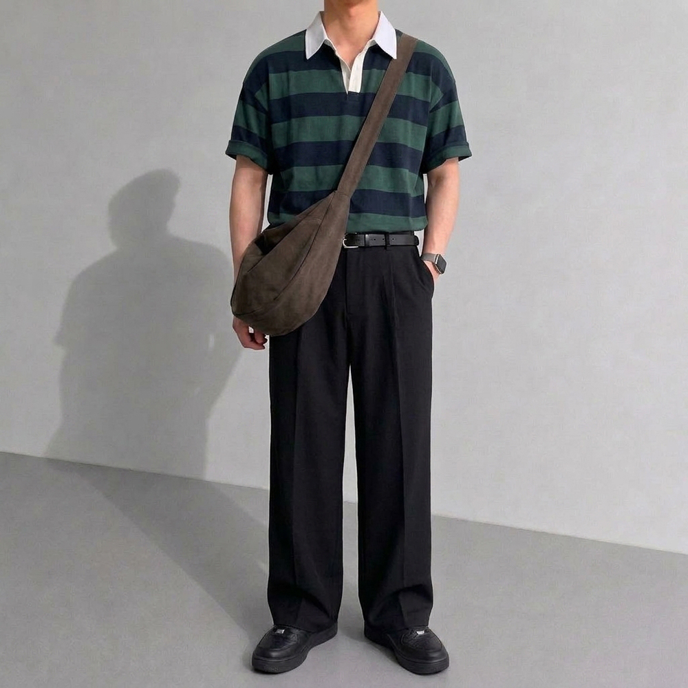 럭비티셔츠 럭비티 오버핏카라티 어깨넓어보이는반팔 이미지 8