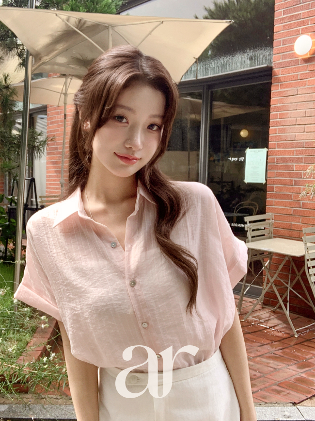 (국내제작) 스트라이프 롤업 소매 반팔 셔츠 블라우스 bs8866 - 상세 이미지 2