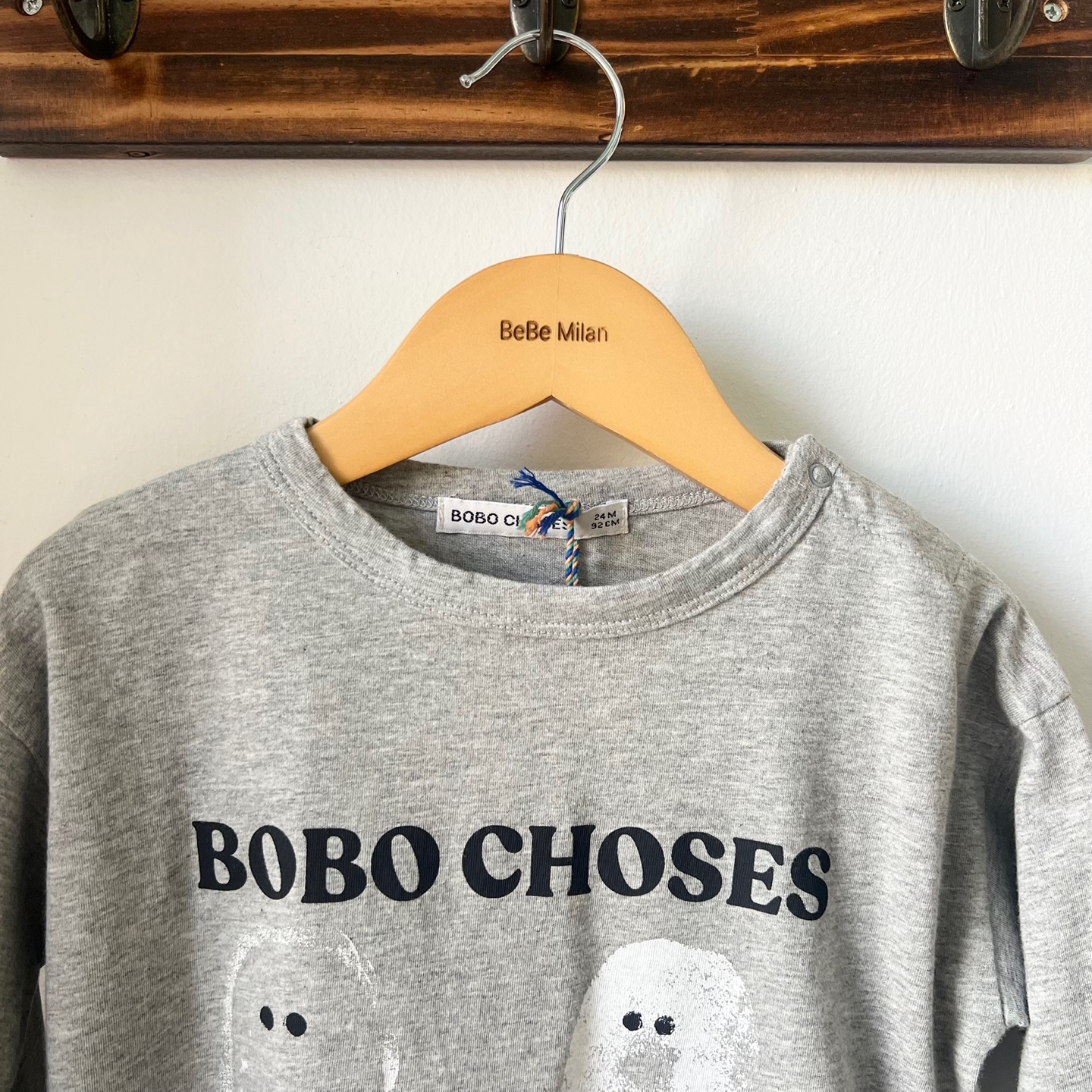 26FW 보보쇼즈 베이비 롱 슬리브 긴팔 티셔츠 그레이 B226AB046 051 - 상세 이미지 3