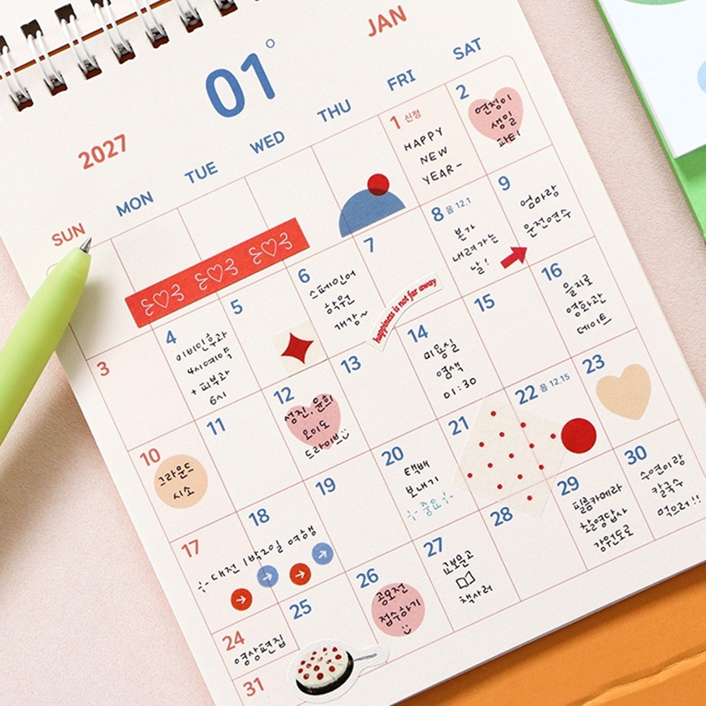 2027년 미니 달력 탁상 27년 귀여운 작은 달력 오렌지 데스크캘린더 이미지 8