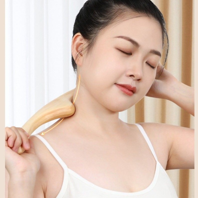 일본식 마사지스틱 경혈 나무 우드 지압봉 경락 마사지 페이스 도구 바디 얼굴 목재 곡선형 - 상세 이미지 3