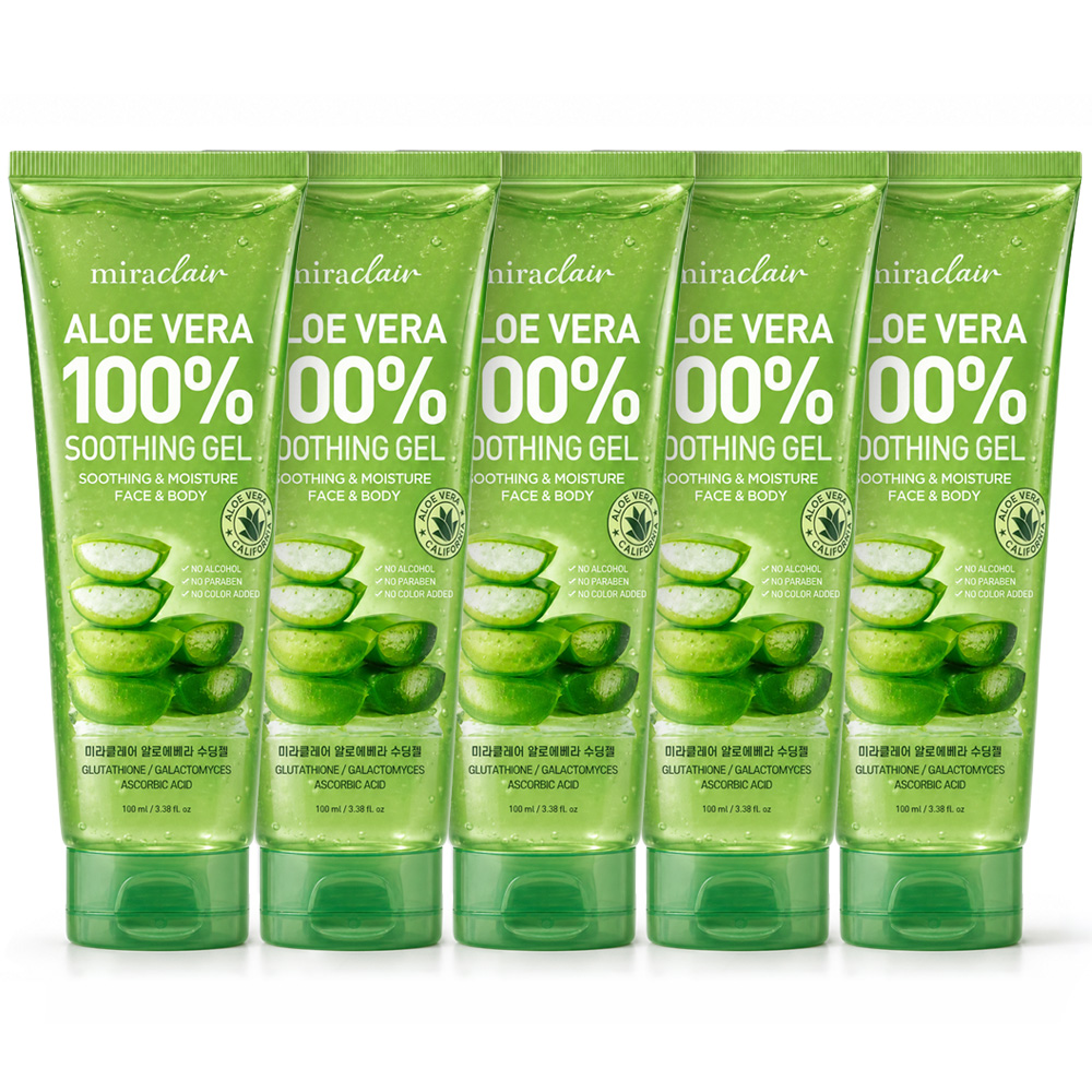 휴대용 순도100% 알로에베라 수딩젤 촉촉 수분보습 무알콜 진정 쿨링겔 100ml, 5개 - 상품 이미지