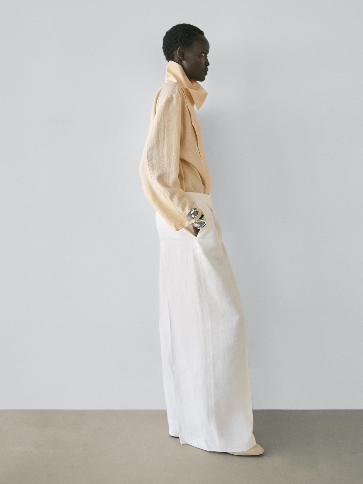 마시모두띠 테크니컬 린넨 와이드 슬랙스 팬츠 5034/768 OFF WHITE 이미지 8