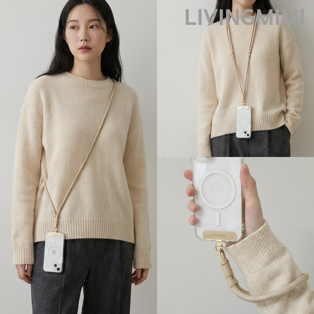 리빙미미 핸드폰 스트랩 3in1 줄 고리 목걸이 크로스 손목 도난방지 분실 유럽여행