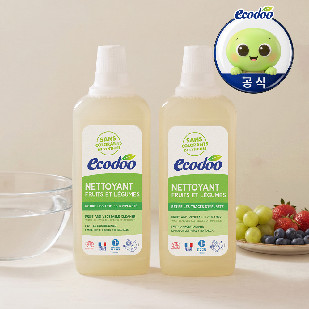 에코두 과일세정제 무향 1종 야채 세척제 농약제거 세제 750ml, 2개 - 메인 이미지