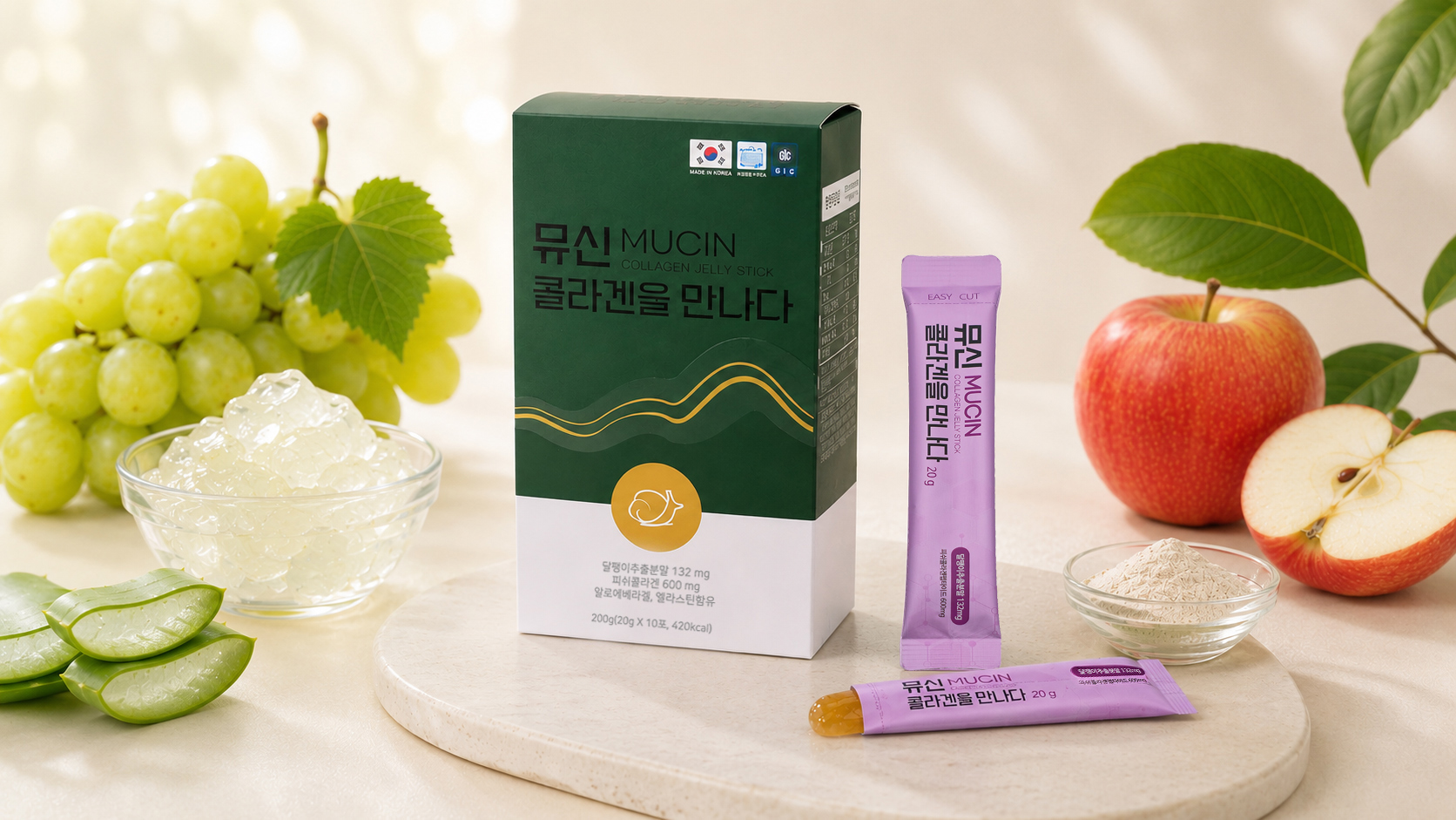 뮤신 콜라겐을 만나다. 달팽이추출분말 피쉬콜라겐 젤리스틱 30P (10포 X 3박스) - 상세 이미지 4