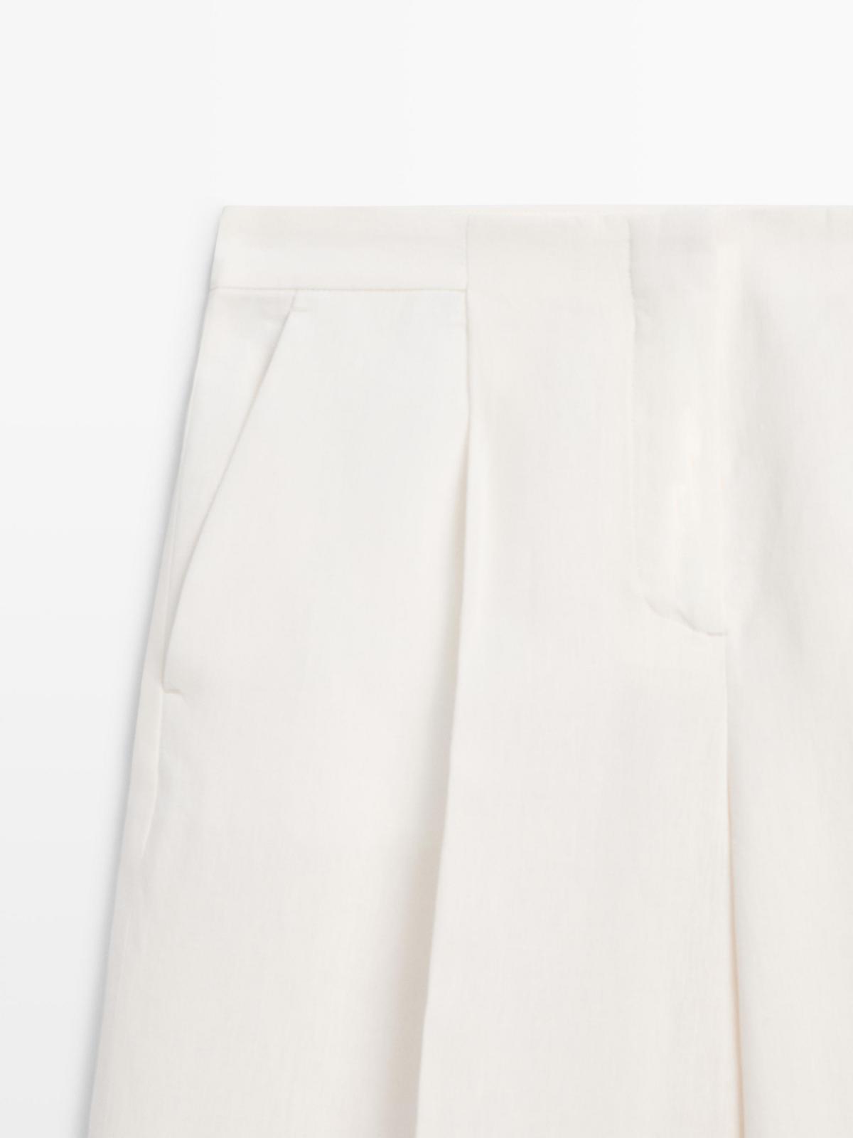 마시모두띠 테크니컬 린넨 와이드 슬랙스 팬츠 5034/768 OFF WHITE - 상세 이미지 3