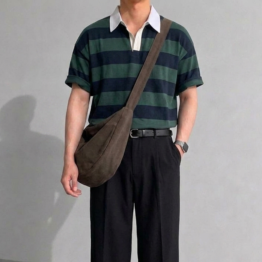 럭비티셔츠 럭비티 오버핏카라티 어깨넓어보이는반팔 - 상품 이미지