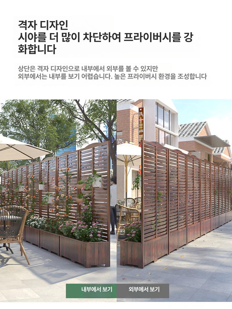 야외파티션 울타리 파티션 이동식 야외 가림막 공간분리 칸막이 루버 깊이 방부 60x180cm 5중 대형 - 상세 이미지 3