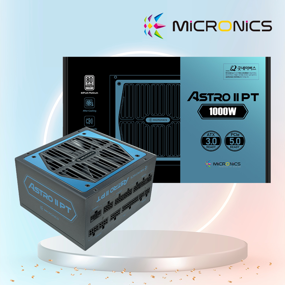 마이크로닉스 ASTRO II PT 1000W 80PLUS 플래티넘 풀모듈러 ATX3.0 파워서플라이 - 상품 이미지