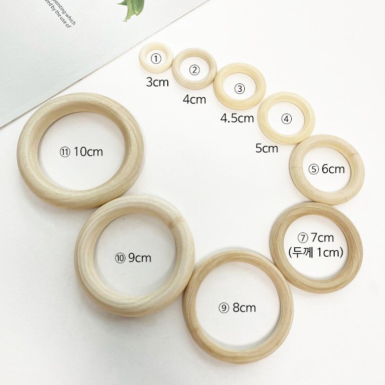 (대용량 50개) 4.5cm~5cm 마크라메재료 드림캐쳐 우드링 나무링 - 상세 이미지 2