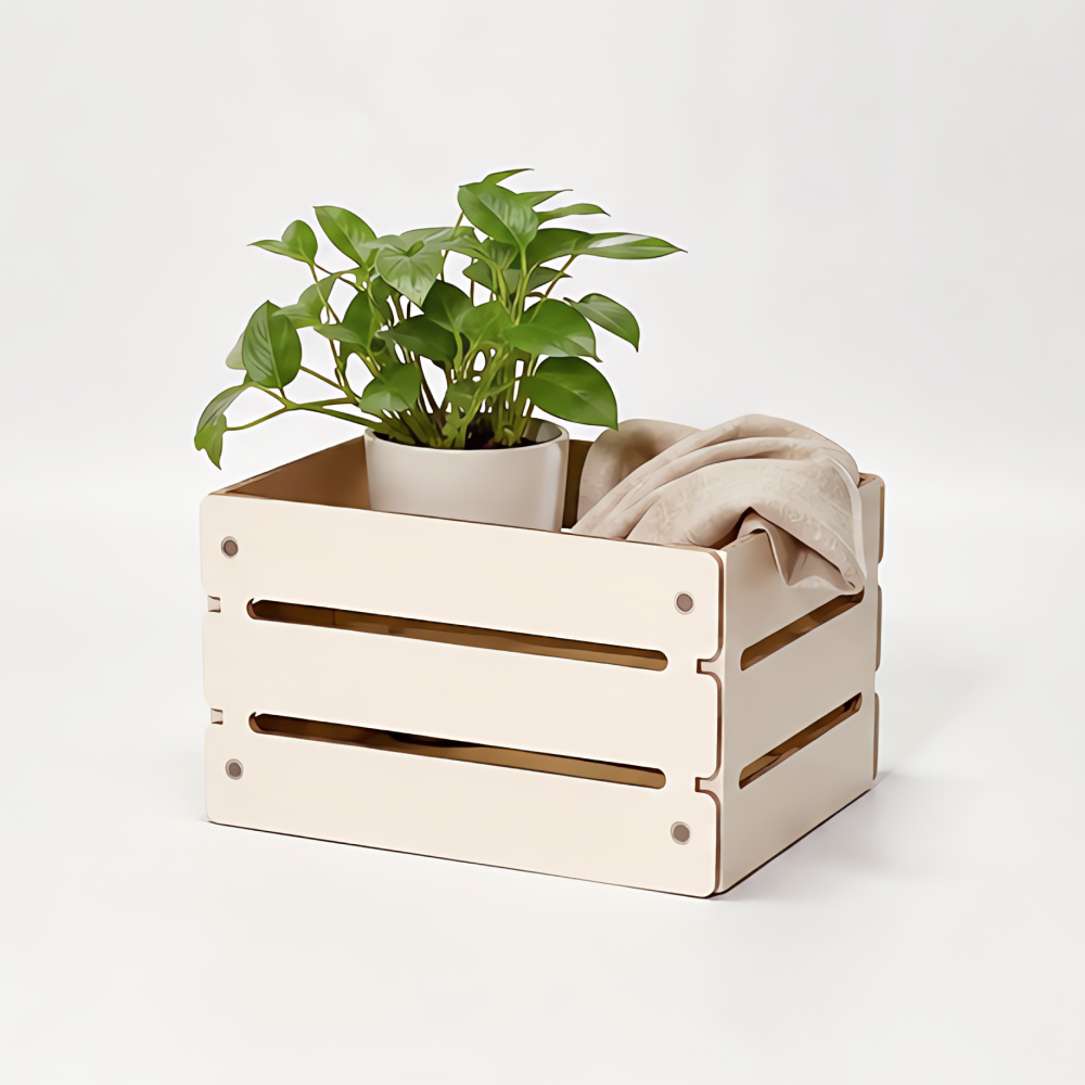 사과상자 공간박스 큐브 수납 보관함 와인 생필품 팬트리 정리함 380x290x230, 1단, 아이보리(1개입) - 상품 이미지