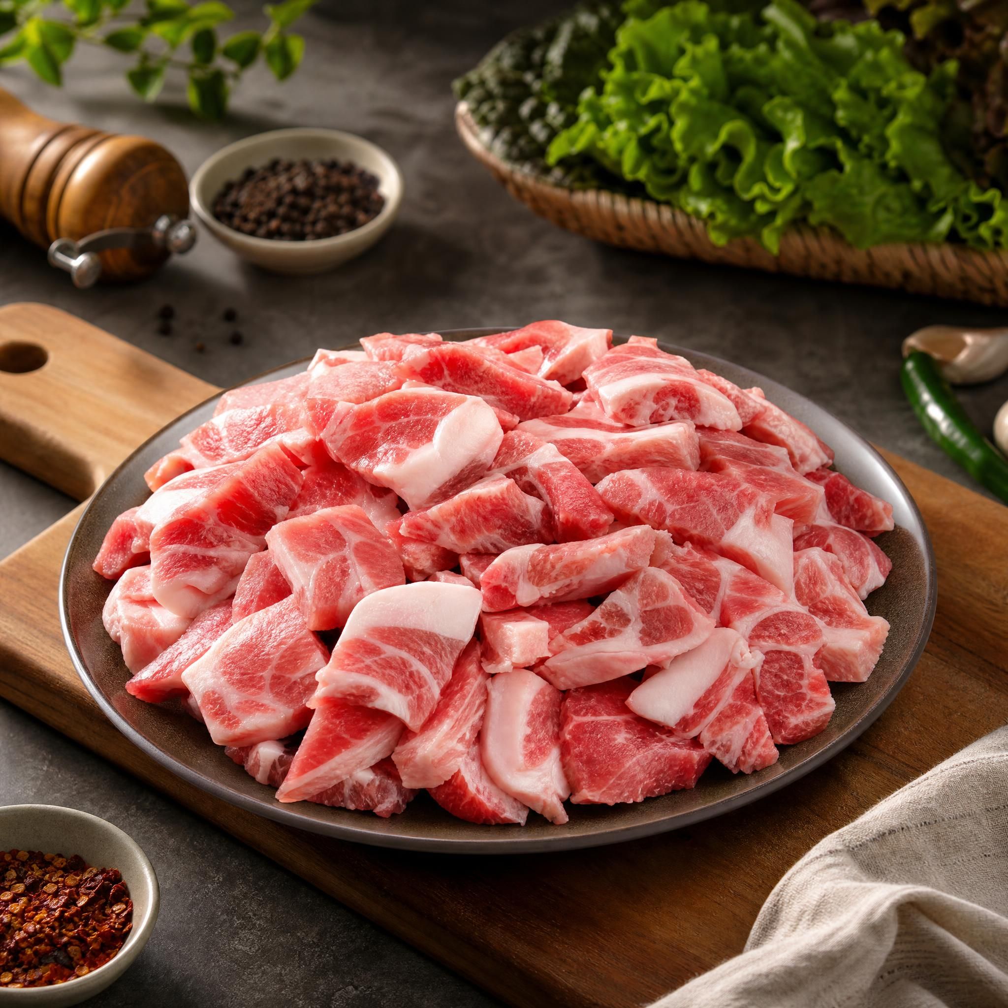 유비푸드 쫄깃한 돼지 뒷목살 덜미살 꼬들살 1kg 특수부위 - 상품 이미지