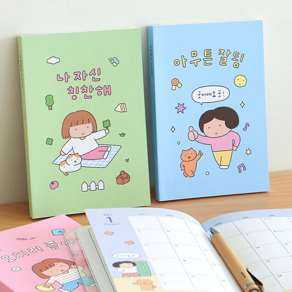 2027년 귀여운 다이어리 위클리 27년 감성 일러스트 학생 플래너 주간 B6 핑크 - 상세 이미지 2