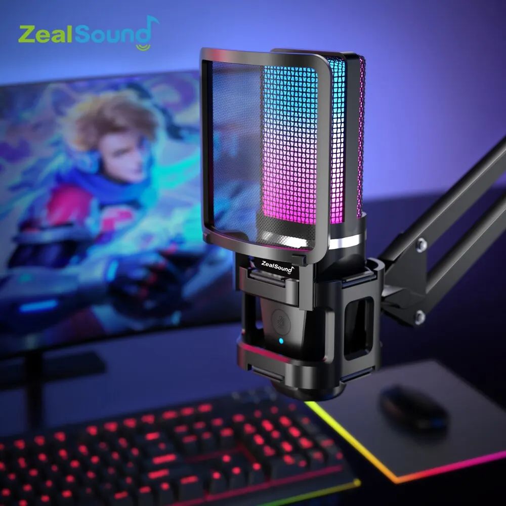 ZEALSOUND RGB USB 콘덴서 마이크 게임용 유튜브 방송용 포함 블랙 - 상세 이미지 3