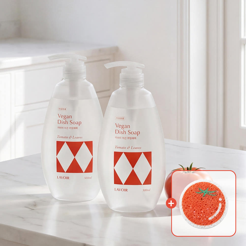 [수세미 증정] 라브아 비건 주방세제 토마토 앤 리프 500ml, 2개 - 상품 이미지
