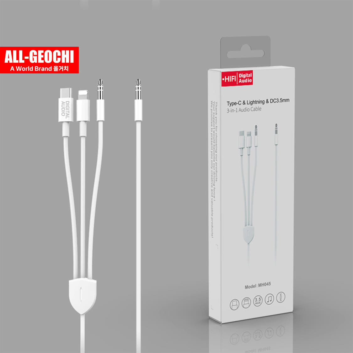 옥스선 AUX 케이블 차량용 연결선 C타입/8핀/3.5mm 3in1 멀티케이블 - 상세 이미지 2