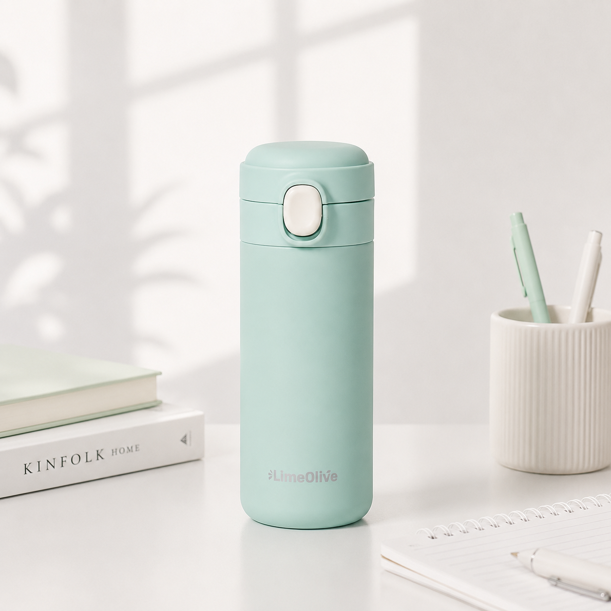 초등 원터치 텀블러 보온보냉 뮤티드 350ml, 그린 - 상품 이미지