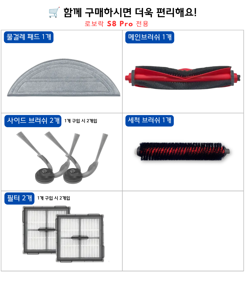 [호환] 로보락 S8 Pro 소모품 듀얼 메인브러쉬 1세트 - 상세 이미지 2