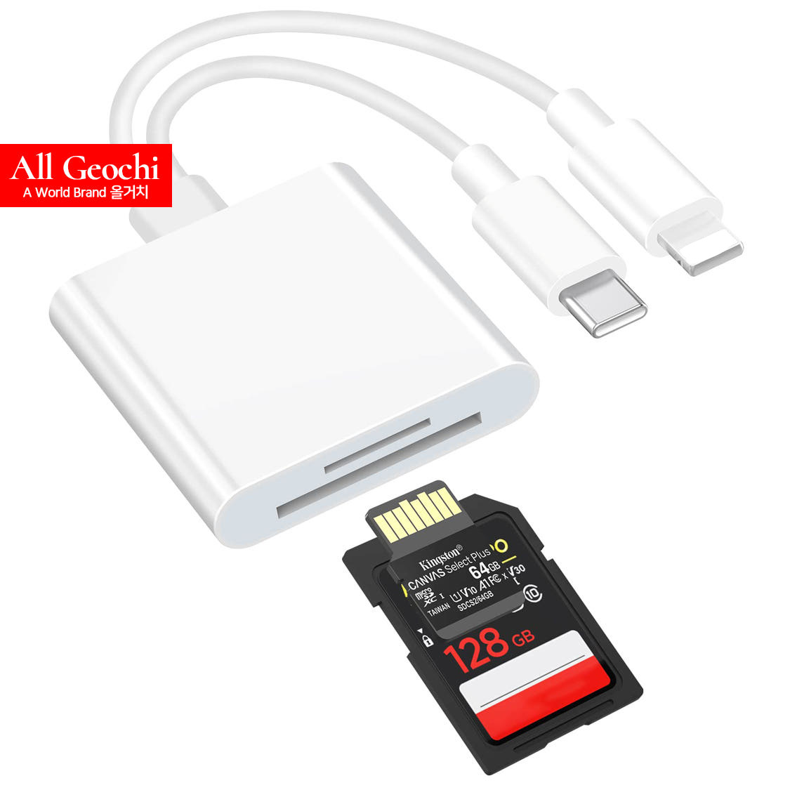 라이트닝8핀+C타입 SD MicroSD TF 카드 리더기 아이폰 갤럭시 카메라 연결 이미지 1