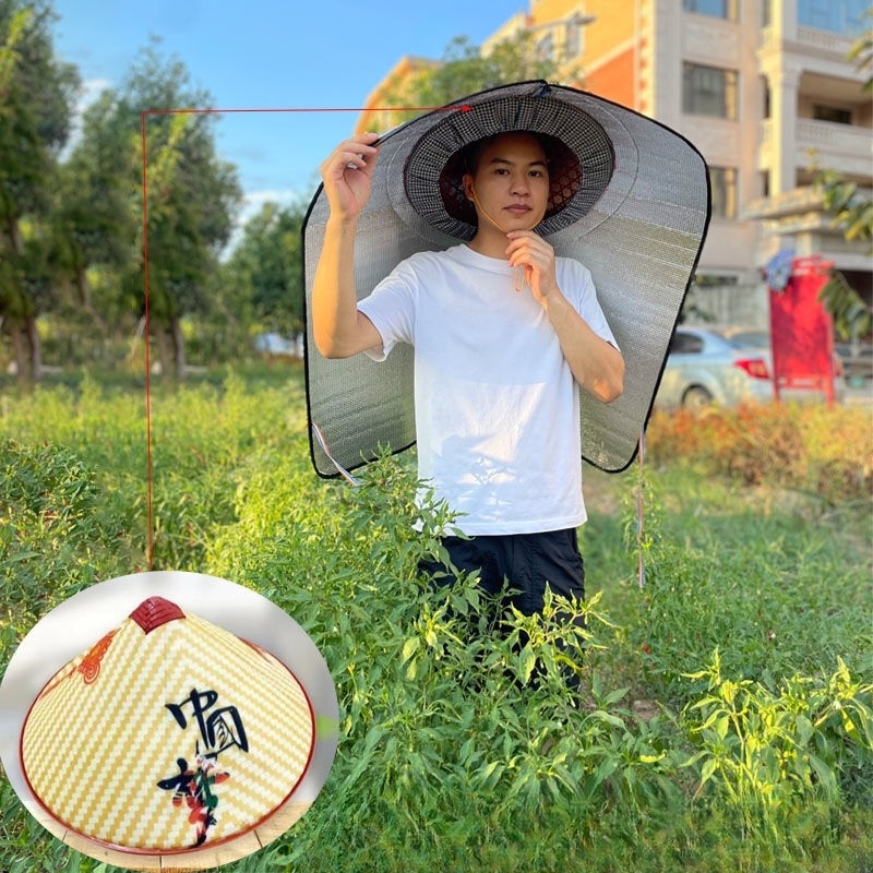 돗자리 모자 햇빛가리개 햇빛 작업모자 자외선 농사용 자외선차단 원뿔형 차단 밭일 농부 - 상세 이미지 4