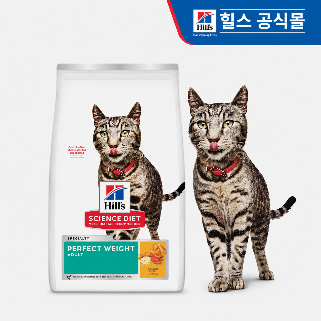 힐스 고양이 어덜트 퍼펙트 웨이트 1.4kg 키튼 다이어트 헤어볼 사료 - 상품 이미지