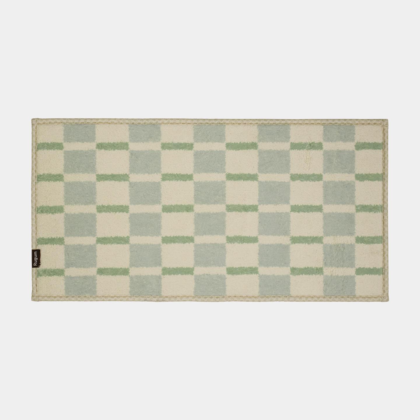 포그니 매트 홈 컬렉션 욕실 현관 미니 발매트 극세사 세탁가능 미끄럼방지 민트체크, 30x60cm - 상품 이미지