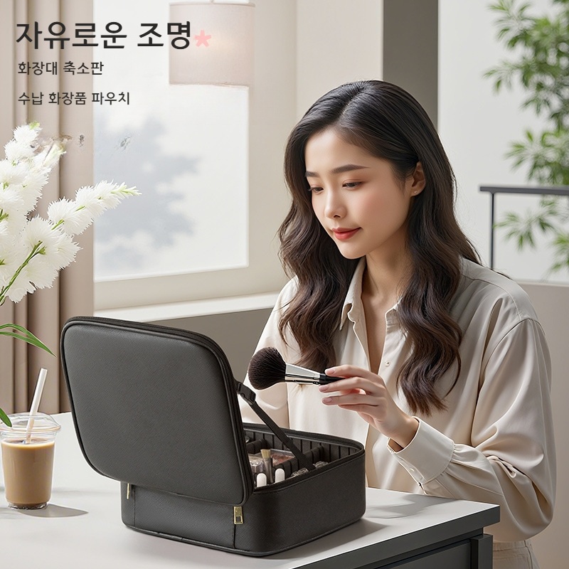 LED 조명 화장품 가방 메이크업 파우치 여행용 블랙 LED 메이크업 백 - 상세 이미지 2