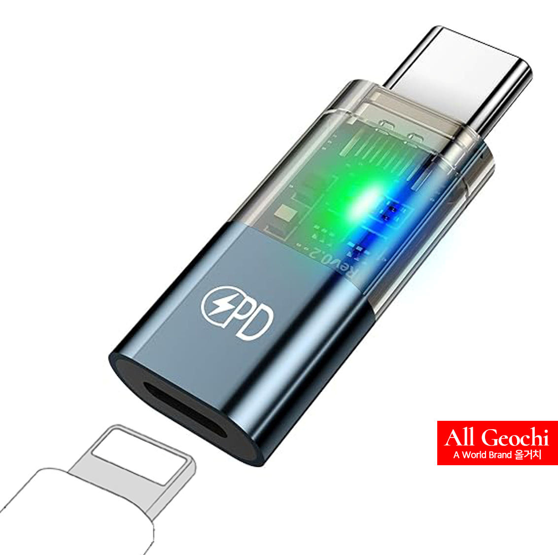 8toC 젠더 30W 급속충전 8핀 라이트닝 to C타입 변환 아이폰15 LED 상태표시 - 상품 이미지