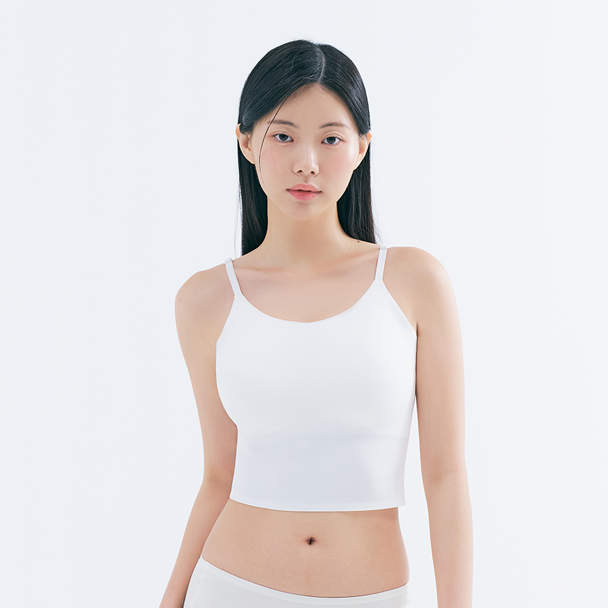 [슬림업 나시 크롭탑(A~E컵)] 보정 브라캡나시 일체형 크롭 브라탑 끈나시 - 상품 이미지