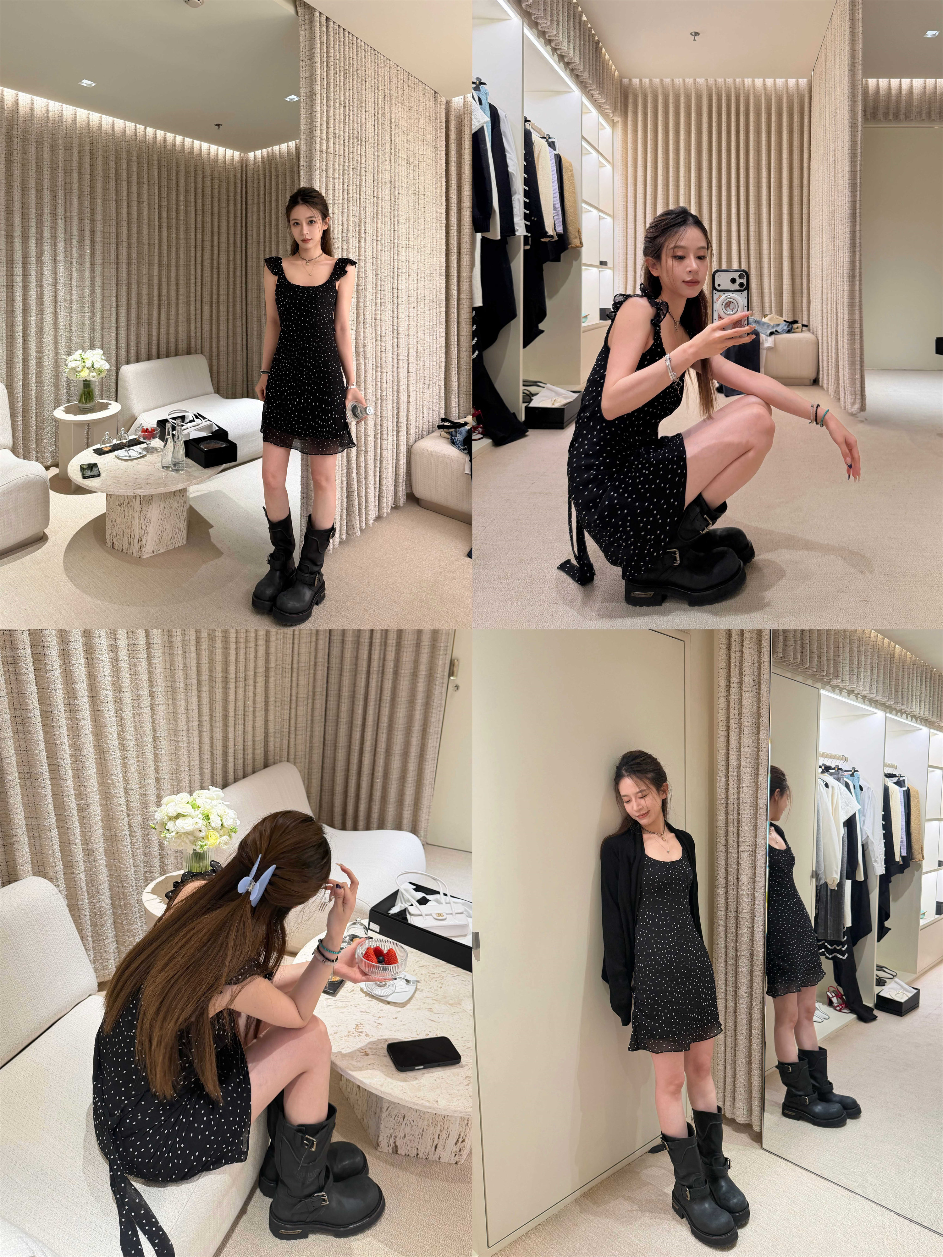 Xzz 여름원피스 민소매 도트 블랙 여성 롱원피스 휴양지 동남아 데일리 - 상세 이미지 2