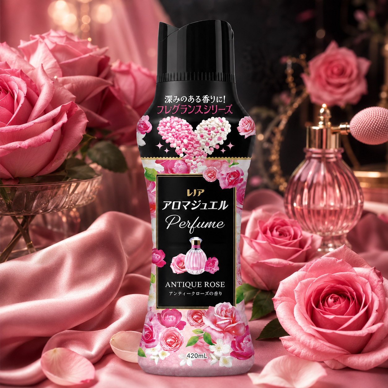 일본 레노아 아로마쥬얼 비즈 섬유유연제 향기부스터 앤티크로즈 420ml - 상품 이미지