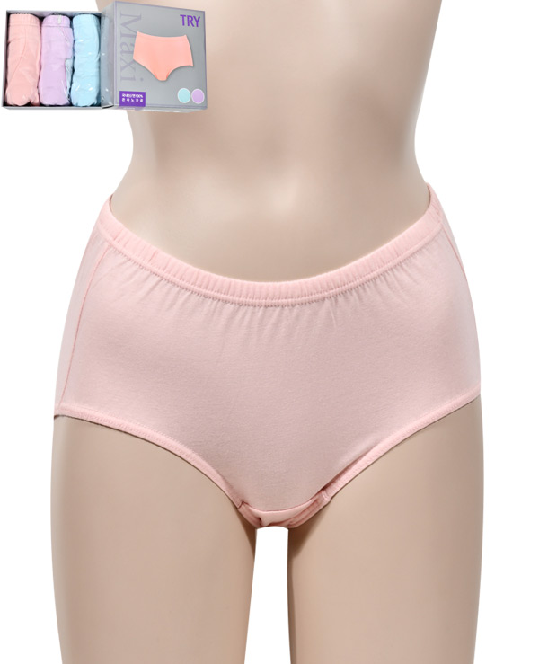이드로 국내생산 여성 100% 순면 파스텔칼라 맥시 삼각 팬티 3매입 - 상품 이미지