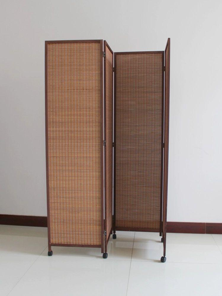 원목 4단파티션 바퀴달린 이동식파티션 접이식 라탄 칸막이 높이 150cm 3단 - 상세 이미지 4