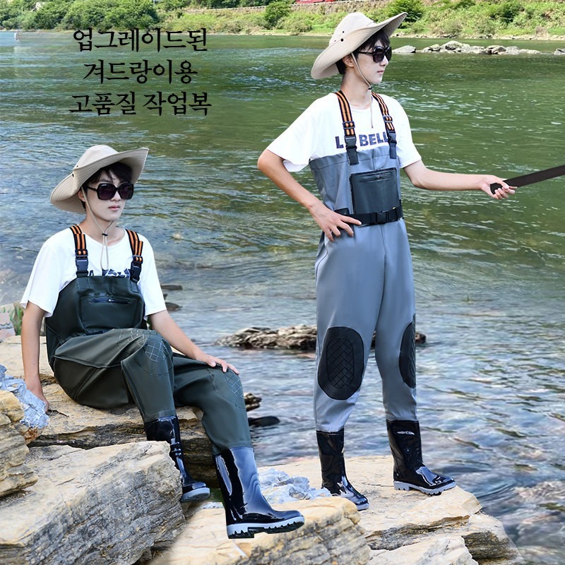 벌초작업복 제초 현장 멜빵작업복 방수 세차 낚시 물놀이 일체형 바지 카키 46 - 상세 이미지 4