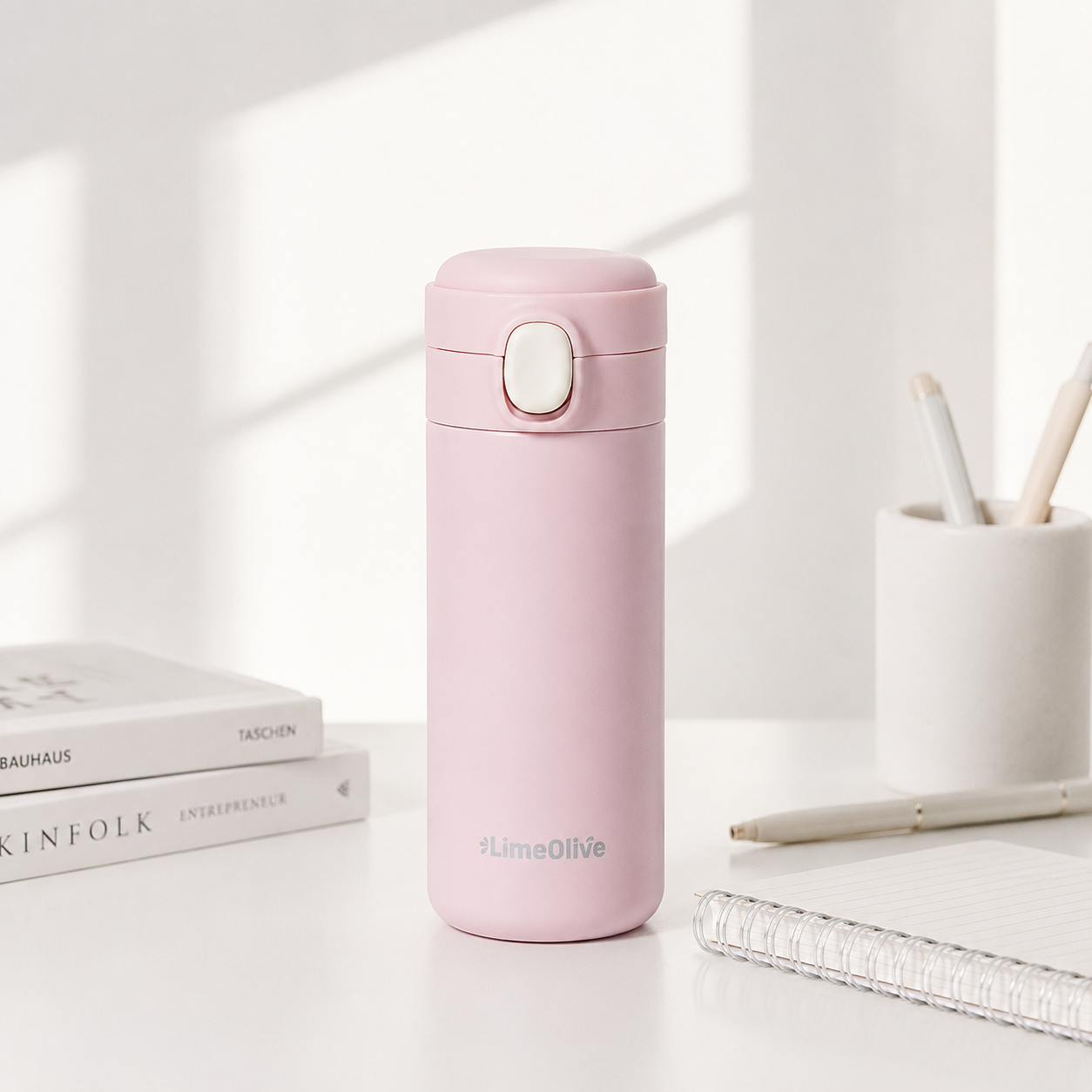 초등 원터치 텀블러 보온보냉 뮤티드 350ml, 핑크 - 상품 이미지