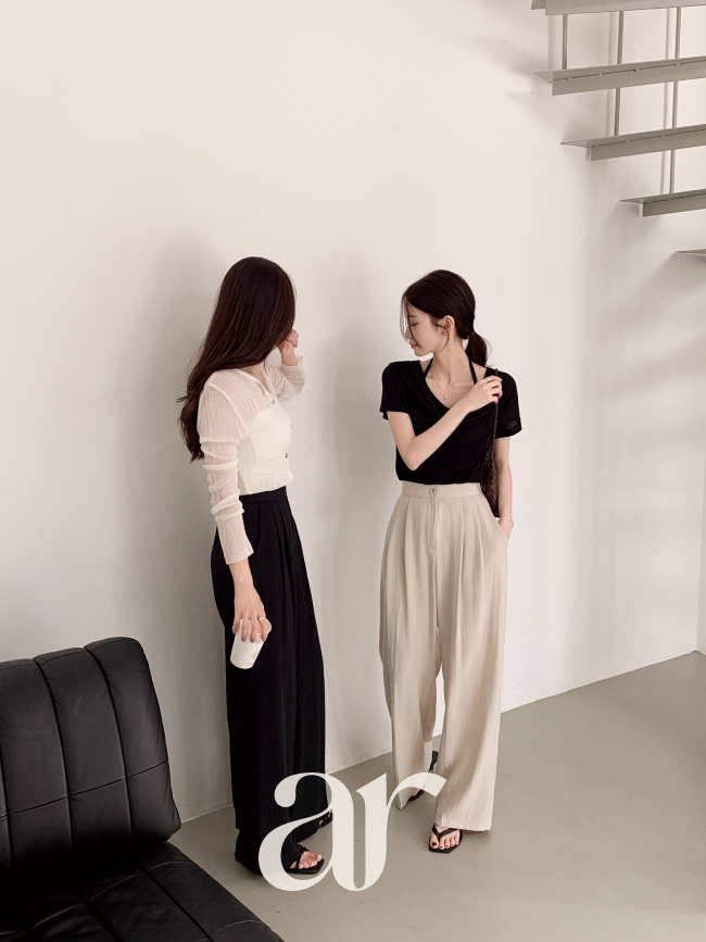 (국내제작) 린넨라이크 투핀턱 밴딩 와이드 슬랙스 ps5941 이미지 6