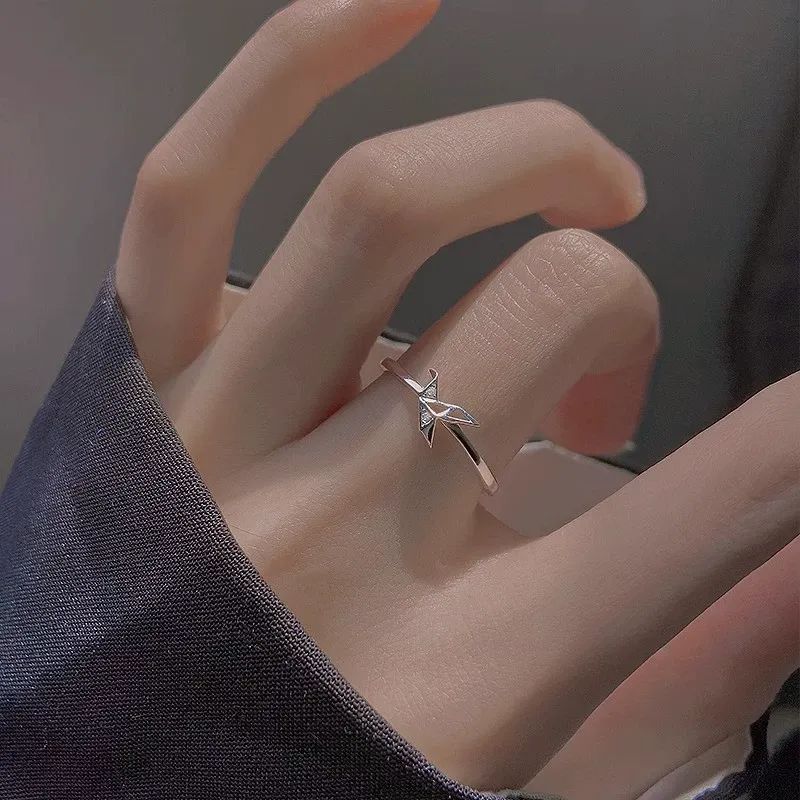 종이학 큐빅 반지 오픈링 커플 우정 반지 쥬얼리 악세사리 애끼 엄지 링 반지 커플링 우정링 - 상품 이미지