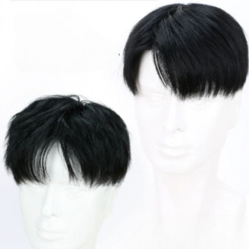 남자 정수리가발 나노스킨 원형 부분가발 인모 불파트 미분 파쇄 뚜껑 14x19 블랙 - 상세 이미지 2
