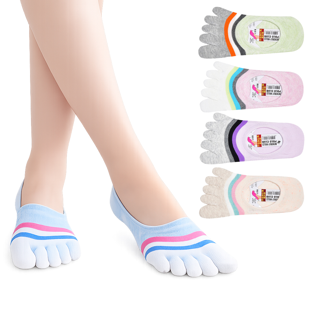 이드로 국내생산 여성 벗겨지지 않는 미끄럼방지 바닥 캐주얼 발가락 덧신 5켤레 - 상품 이미지