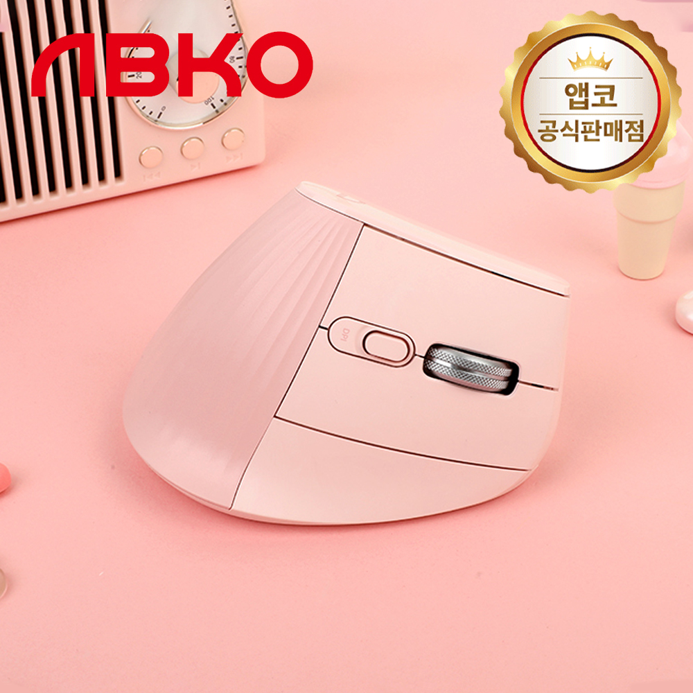 앱코 WEM60PRO 듀얼스크롤 무선 버티컬 마우스 핑크 - 상품 이미지