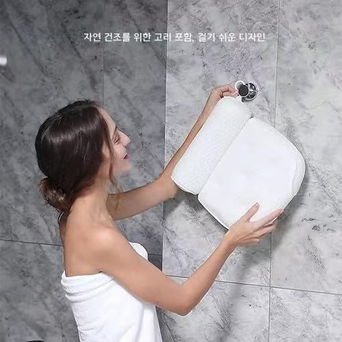 욕실 베개 흡착식 미끄럼 방지 매트 욕조 쿠션 화이트 - 상세 이미지 5