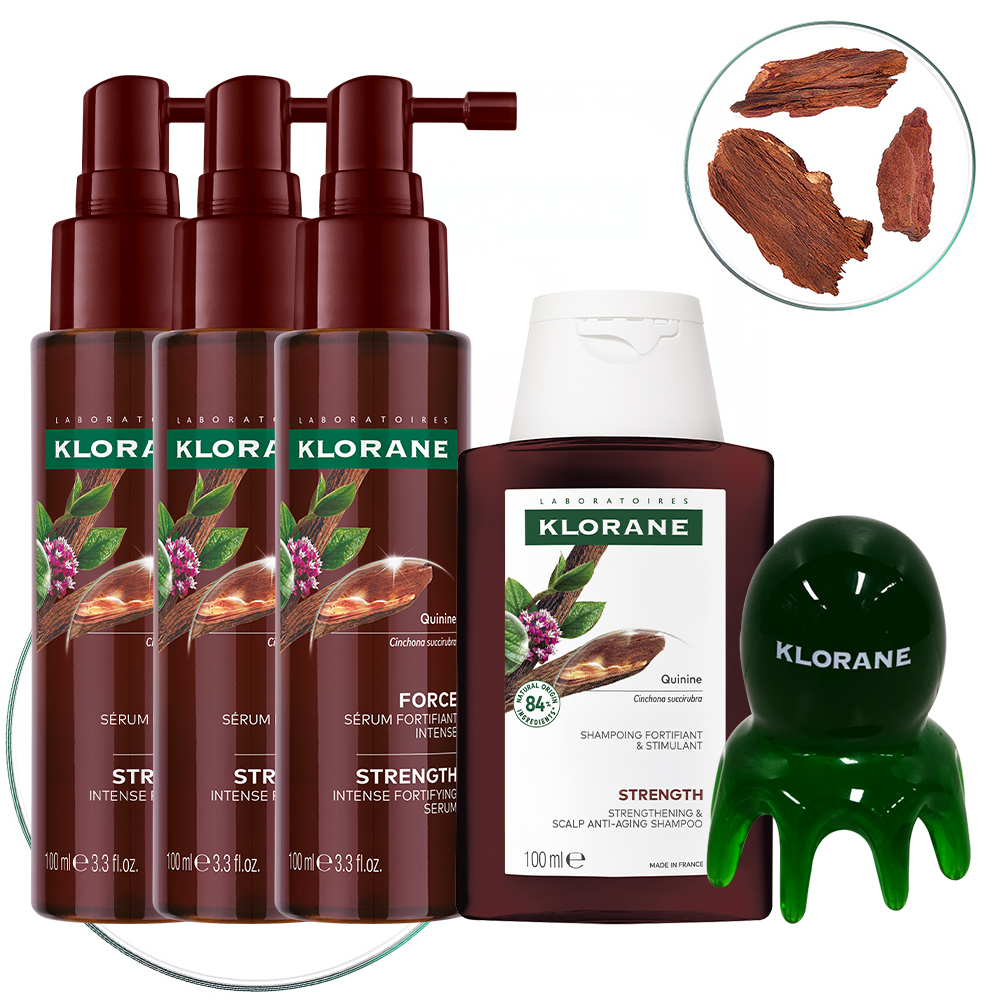[클로란] 퀴닌 두피 세럼 100ml x 3개 + 샴푸 100ml + 문어 괄사 [두피 안티에이징 앰플] - 상품 이미지