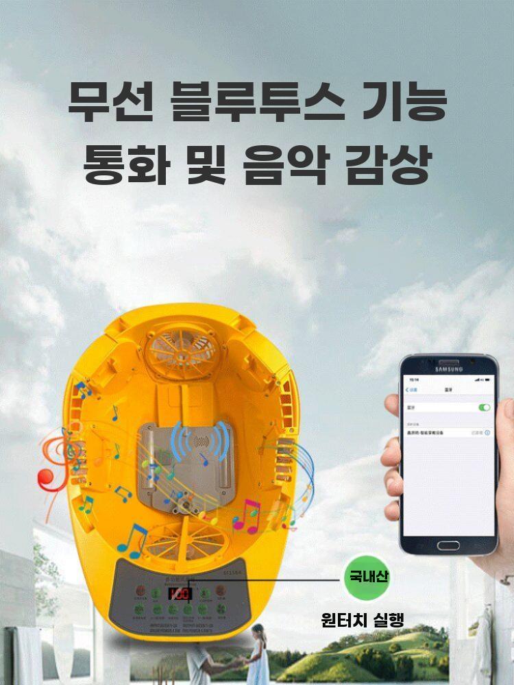선풍기안전모 에어컨 안전모 헬멧 선풍기 여름용 쿨링 노란색 이미지 6