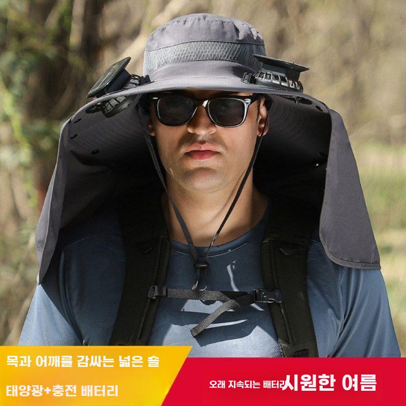 선풍기모자 태양광충전 선풍기 낚시모자 태양열 자동충전 카키 세 가지 속도 조절 가능 - 상세 이미지 4