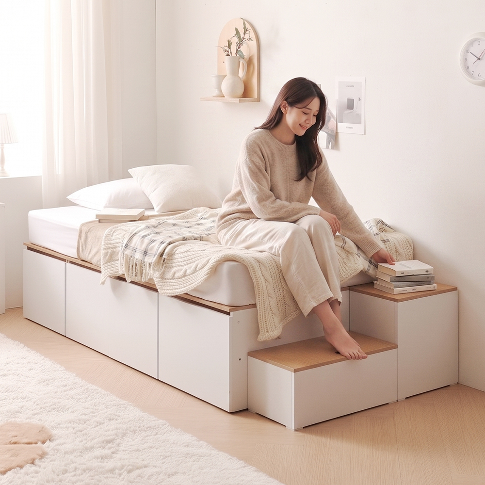 솔브 벙커 도어형 수납 침대 프레임 SS 이미지 7