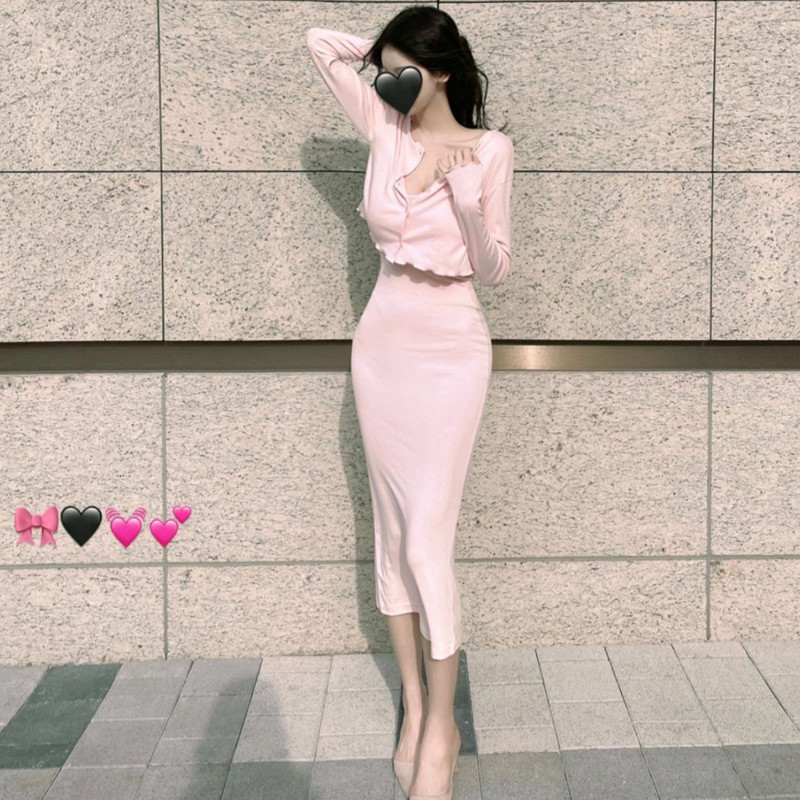 슬림 원피스 동탄룩 미시룩 여친 롱 원피스 동탄미시 화이트 원사이즈 - 상세 이미지 3