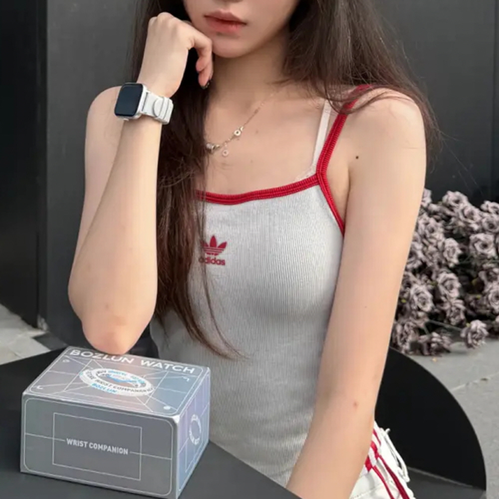 아디다스 우먼스 오리지널 드로우스트링 탱크 탑 크롭 나시 그레이 LC6456 - 상세 이미지 5