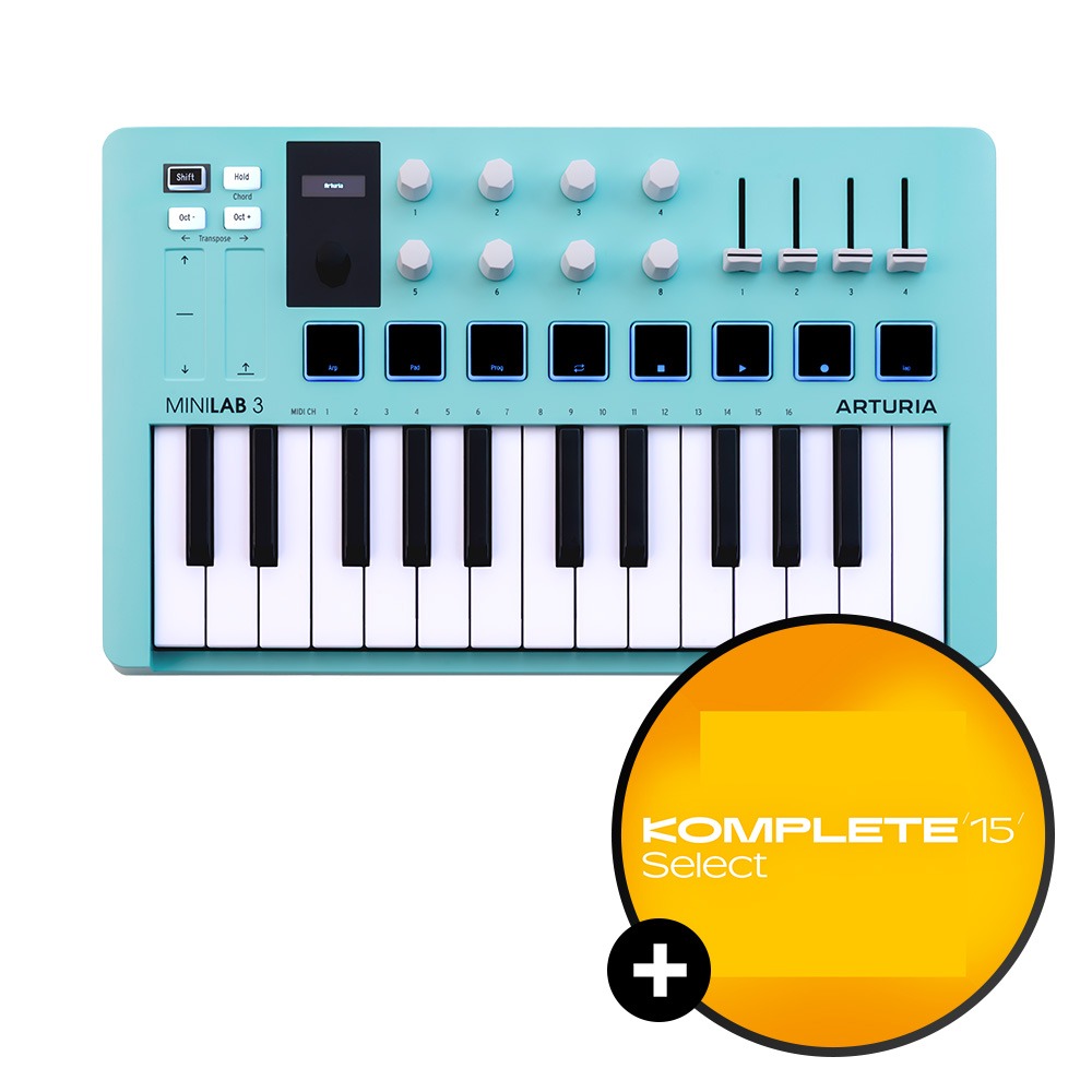 ARTURIA MiniLab MK3 아투리아 미니랩3 포터블 미니 마스터 키보드 미디 컨트롤러 - 한정판 'Aquamarine'