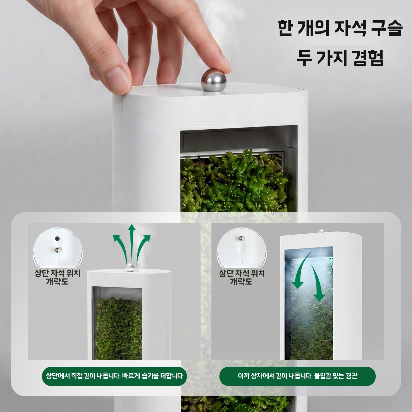테라리움 가습기 조명 무드등 미니 초음파 무선 USB 탁상용 이끼 A. 이끼 가습기 화이트 - 상세 이미지 2